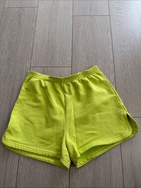 Women's Neon Lime Athletic Shorts with Elastic Waist